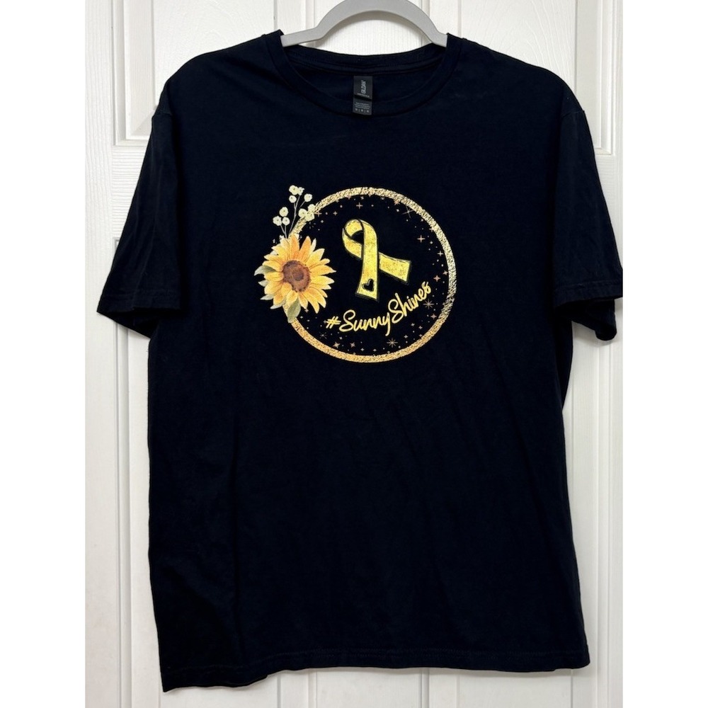 Gildan Softstyle Sunny Shines Strong Yellow Ribbon Awareness Shirt Black Medium